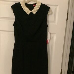 NWT size 12 Betsey Johnson black sleeveless pearled neckline sheath